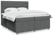 vidaXL Pat box spring cu saltea, gri închis, 200x200 cm, textil