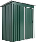 Outsunny Magazie de Grădină pentru Scule din Oțel Galvanizat cu Acoperiș Înclinat și Ușă Culisantă, 163x89x182 cm, Verde | Aosom Romania