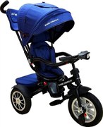 Tricicleta cu copertina Baby Care™ Turbo Bike , cu far luminos, roti din cauciuc, pozitie somn, pedale si maner pentru parinti, scaun reversibil cu