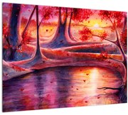 Tablou pe sticlă cu pădurea fermecată (70x50 cm)