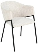 Set de 2 scaune aspect retro, Metal Negru, Chenille Bej, NOBLESSE A-47578 VC