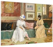 Tablou pe sticlă - William Merritt Chase, A Friendly Call, reproducere (70x50 cm)