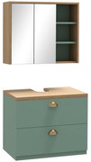 kleankin Set de mobilier pentru baie cu rafturi reglabile 2 sertare design scandinav verde | Aosom Romania