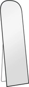 HOMCOM Oglindă de Podea și Perete Modernă din Aliaj de Aluminiu cu Suport Pliabil, 50x170 cm, Neagră | Aosom Romania