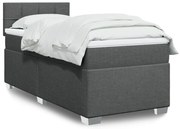 vidaXL Pat box spring cu saltea, gri închis, 80x200 cm, textil