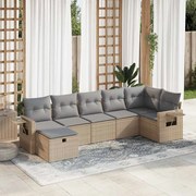 vidaXL Set canapele de grădină, 7 piese, cu perne, bej, poliratan