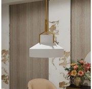 Quoizel QZ-BRECKEN-2P-AB-OPAL - Lustru pe tijă BRECKEN, 2xE27/60W/230V, auriu/alb