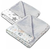 Set 2 paturici duble pufoase cu doua fete 100x78 cm Kidizi Fluffy Magic Forest Friends