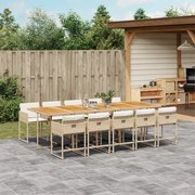 vidaXL Set mobilier de grădină cu perne, 11 piese, bej, poliratan