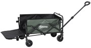 Outsunny Cărucior Pliabil de Grădină cu Deschidere Posterioară, Roți, Buzunare de Depozitare și Mâner, 125x48x78-102 cm, Verde | Aosom Romania