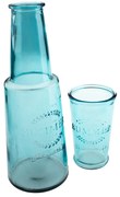 Carafă din sticlă cu pahar Dakls, 800 ml, albastru
