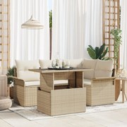 vidaXL Set de canapele pentru grădină cu pernă 5 pcs Bej Rattan poli