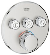 Baterie dus incastrata cu termostat Grohe Grohtherm SmartControl 3 iesiri crom periat Supersteel