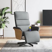 vidaXL Fotoliu rabatabil masaj cu suport picioare gri deschis textil
