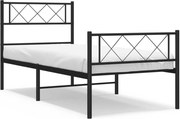 vidaXL Cadru pat metalic cu tăblii de cap/picioare, negru, 75x190 cm