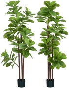 HOMCOM Set de 2 plante artificiale Figuier à feuilles de violon Ficus Lyrata înălțime 180cm cu ghiveci | Aosom Romania