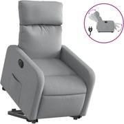 vidaXL Fotoliu electric rabatabil cu ridicare, gri deschis, textil