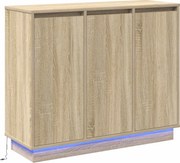 vidaXL Bufet LED Stejar Sonoma 90 x 32 x 75 cm Lemn compozit