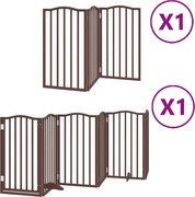 vidaXL Poartă câini pliabilă cu ușă 9 panouri maro, 450 cm, lemn plop