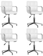 vidaXL Scaune de masă pivotante, 4 buc., alb, piele ecologică