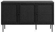 Comodă neagră joasă cu aspect de lemn de stejar 140x80 cm Pensacola – Unique Furniture