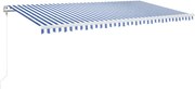 vidaXL Copertină retractabilă automat, albastru și alb, 600x350 cm