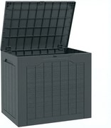 Outsunny Cufăr de Grădină cu Mânere, Container pentru Unelte Impermeabil, 56x41x50 cm, Gri Închis | Aosom Romania