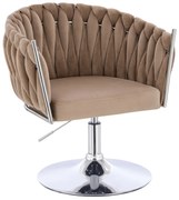 HR750N Scaun Latte din Catifea cu Bază Cromata