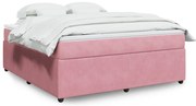 vidaXL Pat box spring cu saltea, roz, 180x200 cm, catifea