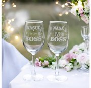 Set 2 pahare vin, personalizate, nasi