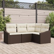 vidaXL Set de canapele pentru grădină 4 pcs Maro Rattan poli