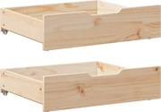 vidaXL Sertare de pat cu roți, 2 buc., 65x55x17 cm, lemn masiv de pin