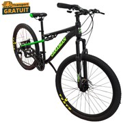 Bicicleta Caraiman, roti 26 inch, cu dubla suspensie, frane pe disc, negru cu verde, BC79