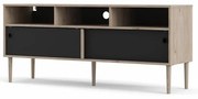 Tvilum Comoda TV neagra cu decor de stejar Jackson Hickory, ELISEO