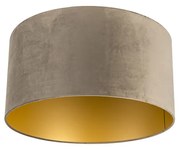 Abajur din catifea Taupe 50/50/25 cu interior auriu