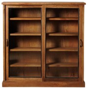 Vitrina din lemn reciclat si sticla, cu 2 usi glisante,aspect rustic, Emile