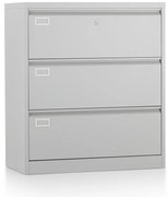 Dosar metalic cu două rânduri A4 - 3 sertare, 90 x 45 x 102 cm, încuietoare cilindru, gri - ral 7035