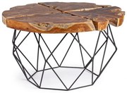 Masuta de cafea neagra din Lemn de Teak si metal, ∅ 80 cm, Adanya Bizzotto