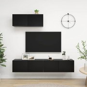 vidaXL Set dulapuri TV, 3 piese, negru, lemn prelucrat