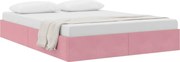 vidaXL Pat cu storage cu headboard Roz 140 x 190 cm Catifea