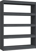 vidaXL Bibliotecă/Separator cameră gri 100x30x135,5 cm lemn masiv pin