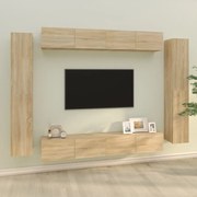vidaXL Set dulap TV, 8 piese, stejar sonoma, lemn prelucrat