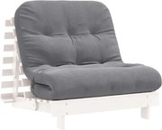 vidaXL Canapea futon cu saltea, alb, 80x206x11 cm, lemn masiv de pin