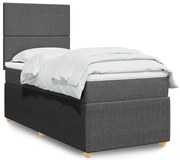 vidaXL Pat box spring cu saltea, gri închis, 80x200 cm, textil