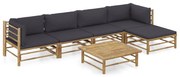 vidaXL Set mobilier de grădină cu perne gri închis, 6 piese, bambus