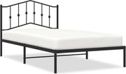 vidaXL Cadru de pat din metal cu tăblie, negru, 107x203 cm