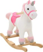 vidaXL Balansoar unicorn de pluș, 65 x 32 x 58 cm, alb și roz