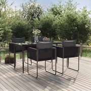 vidaXL Set de servit masa pentru grădină, 5 piese, negru
