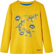 vidaXL Tricou pentru copii cu mâneci lungi, ocru, 128