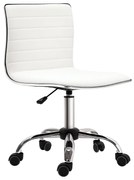 HOMCOM Scaun birou fără brațe, scaun de birou, înălțime reglabilă, șezut și spătar căptușite, 48x52x78-90cm, alb | Aosom Romania